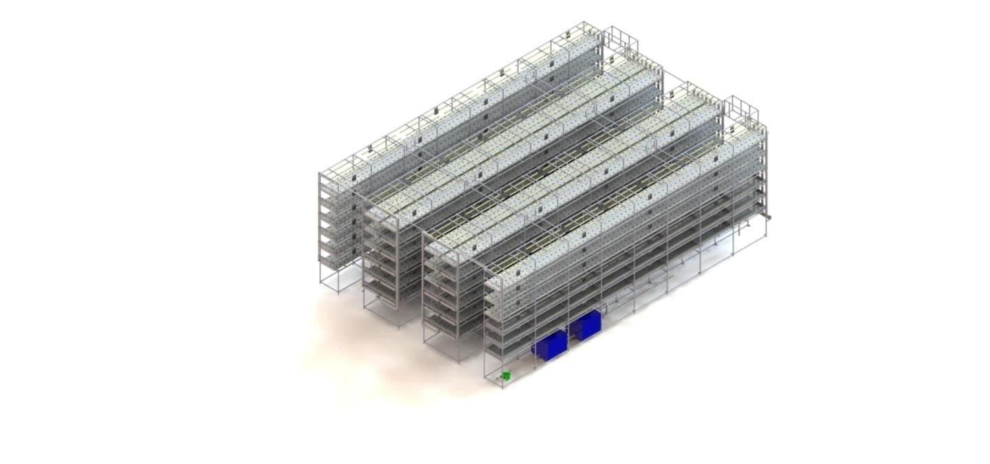 표준모델 수직농장 랙 3D 렌더링